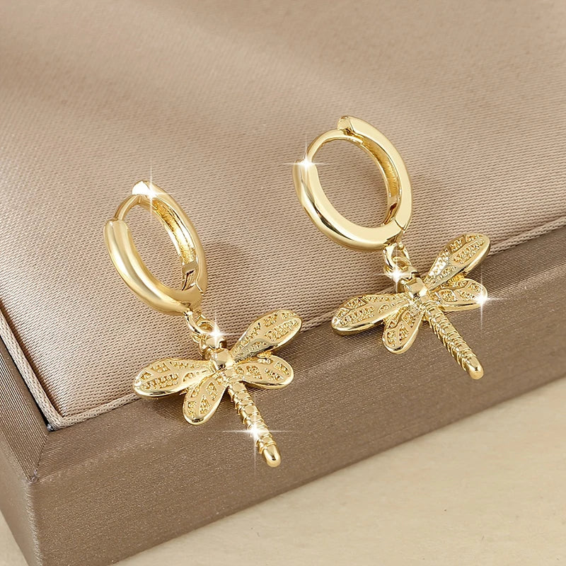 Huitan Cute Dragonfly Dangle Earrings for Women Minimalist Animal Drop Earrings Daily Party Statement Jewelry Gift Drop Shipping