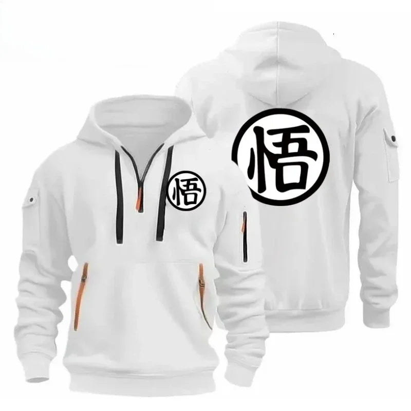 Anime Goku Half Zipper Hoodie Casual Versatile Sweatshirt Comfortable Daily Fashion Zip-Up Sweatshirt for Fans