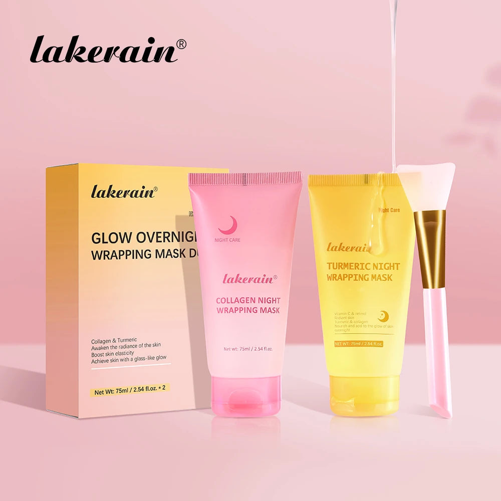 Glow night Wrapping Mask Deep Hydration Care Reduces Sagging&Dullness Even Skin Tone Mask Collagen Turmeric Hydrating Moisturize