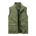 Sleeveless Vest, Men's Outdoor Casual Loose Plus-Size Waistcoat Multi-Pocket Vest Stand-Up Collar Photography Vest
