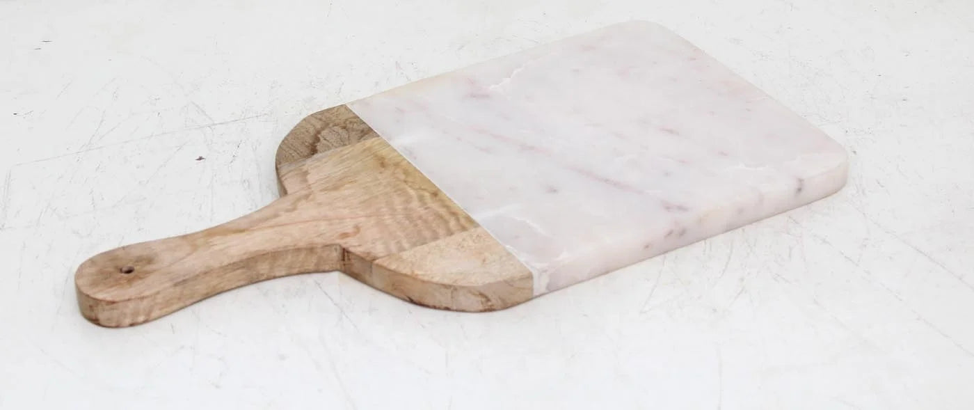 Chopping Board of Marble and Wood for Cutting and Chopping in the Kitchen Round Marble Cutting Board