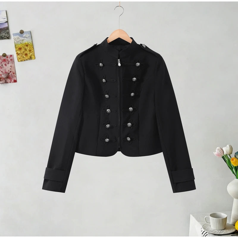 Napoleon Women Jackets Coat Solid Single Breasted Pad Shoulder Loose Outwear 2026 Female Spring New Chic Elegant Coats Jackets