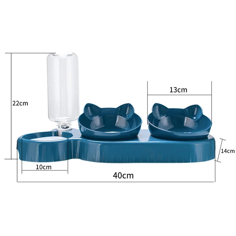 3 in 1 Anti-tip Cat Pet Feeder Automatic Water Dispenser Double and Single Bowl for Small Dogs Cats Pet Food Container Cat Food