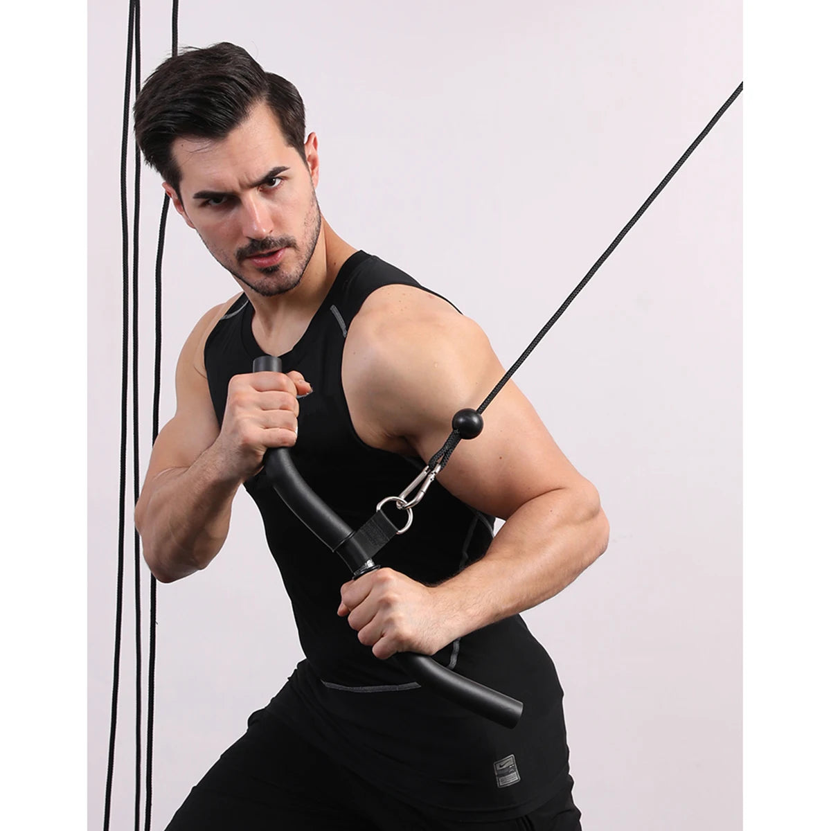 Fitness Lat Pull Down Bar Press Down Bar Biceps Back Strength Workout Handle for Cable Machine Attachment Gym Accessories