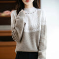 Autumn/Winter New Half High Neck Sweater 100% Wool Knitted Vintage Loose Fit Christmas Red Sweaters Chic Streetwear for Women