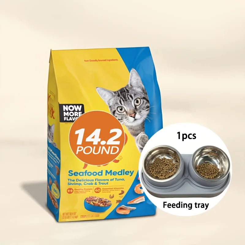 Heavy-duty Modern Elevated Dual Pet Food and Water Bowls • Detachable and Easy to Clean • Space-saving Dual-compartment Feeding