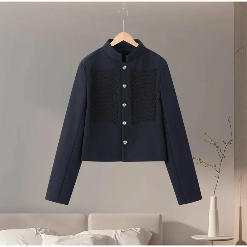 Napoleon Women Jackets Coat Solid Single Breasted Pad Shoulder Loose Outwear 2026 Female Spring New Chic Elegant Coats Jackets