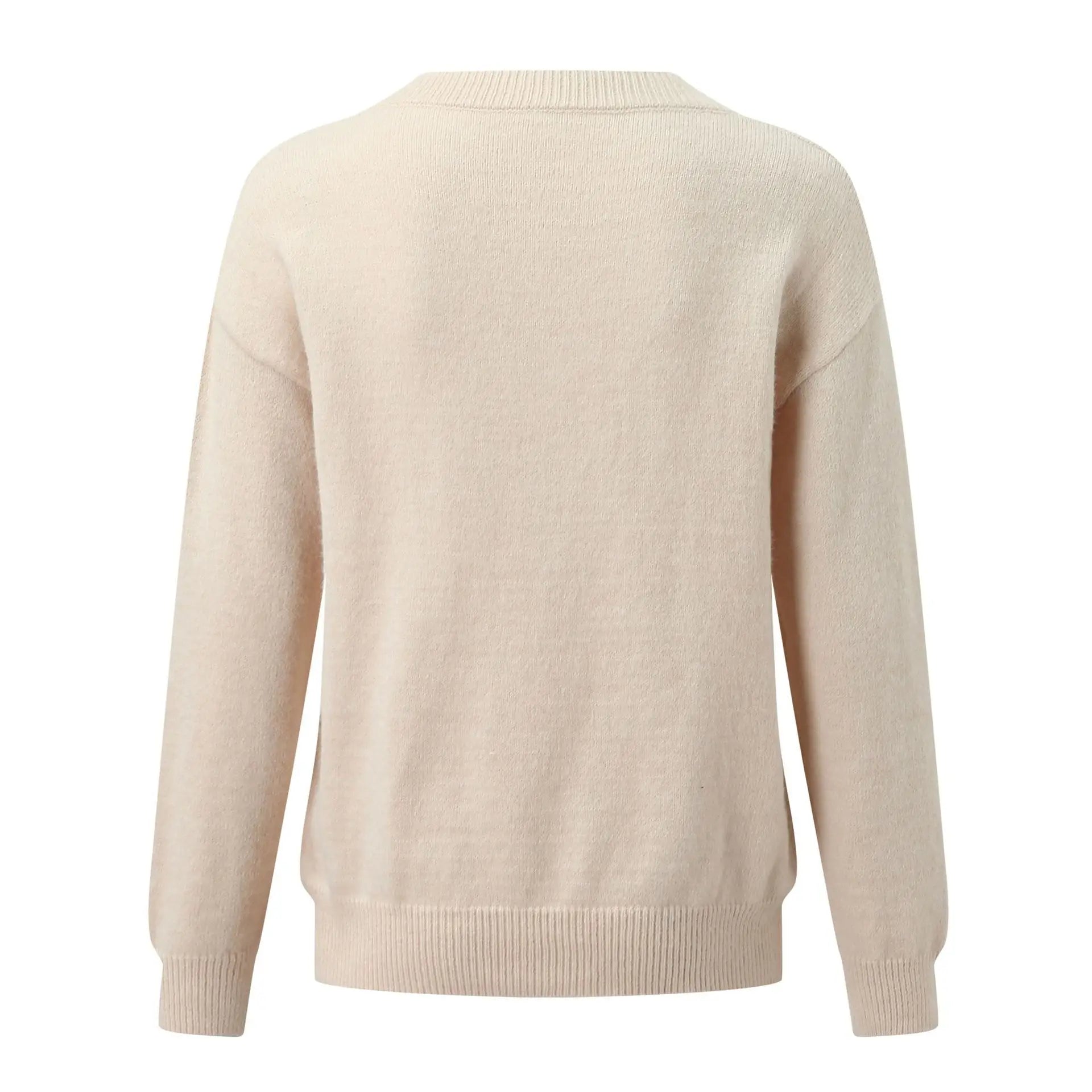 Sweater Women Pullover Knitting Top Jumper V Neck Solid Color Thick Knitwear 2025 Autumn Winter Knitted Tops Office Lady Casual