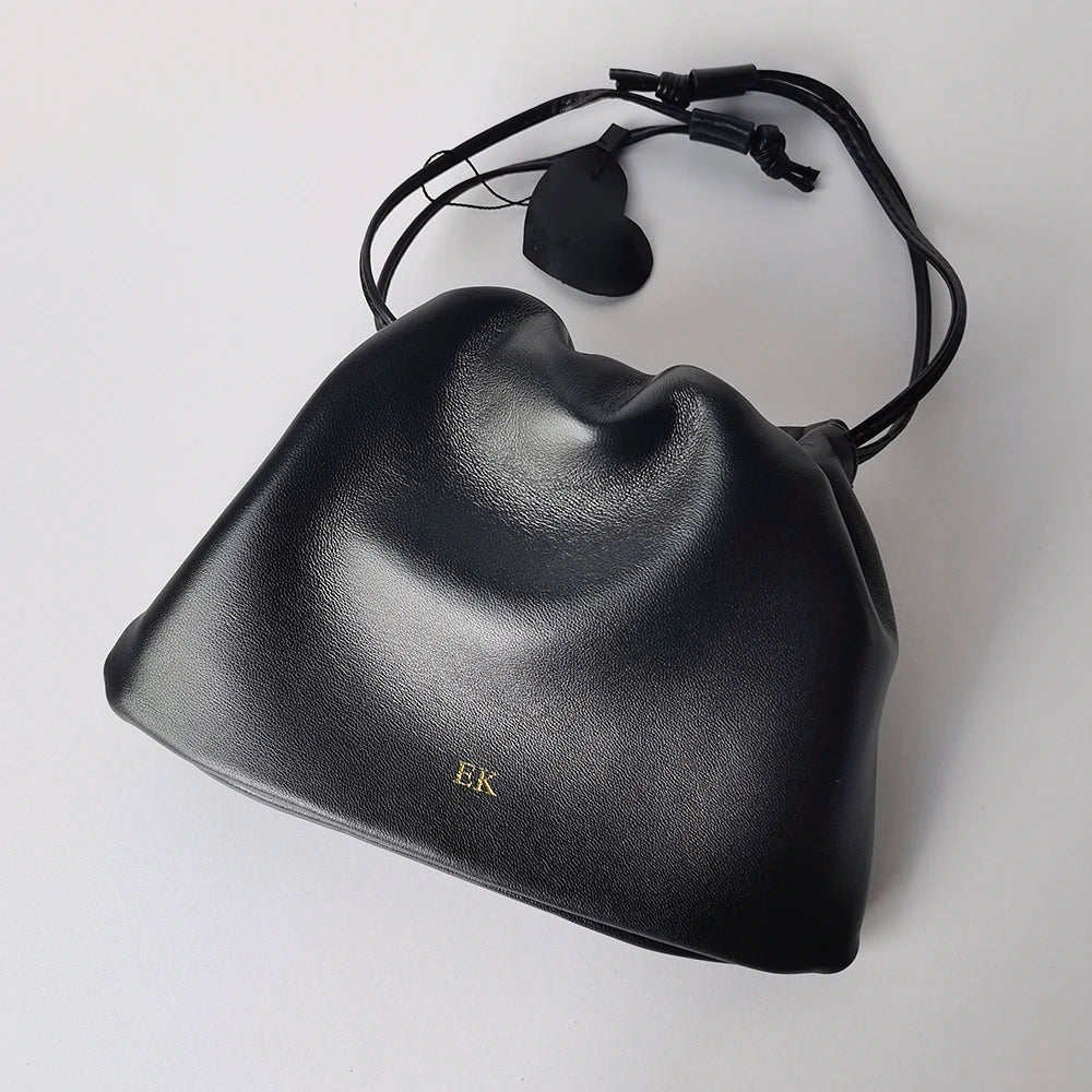 Unique Design Underarm Bag Lamb Leather Cloud Drawstring Shoulder Crossbody Women Mini Handbag Purse Women's Bags Trend New In
