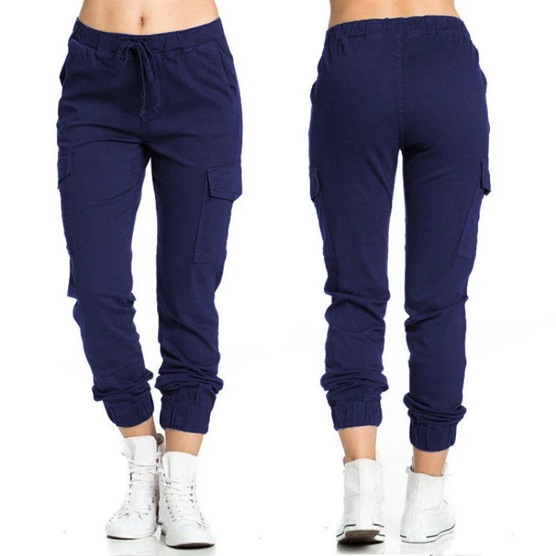 2026Women's Workwear Casual Pants with Elastic Waist, Drawstring, and Side Pockets