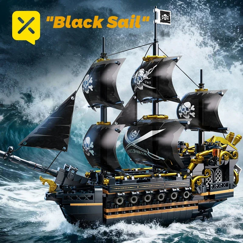Pirate Ship Building Blocks Vessel Sailboat Model Bricks City Traffic Series Creative Desktop Decoration Toys For Children Gifts