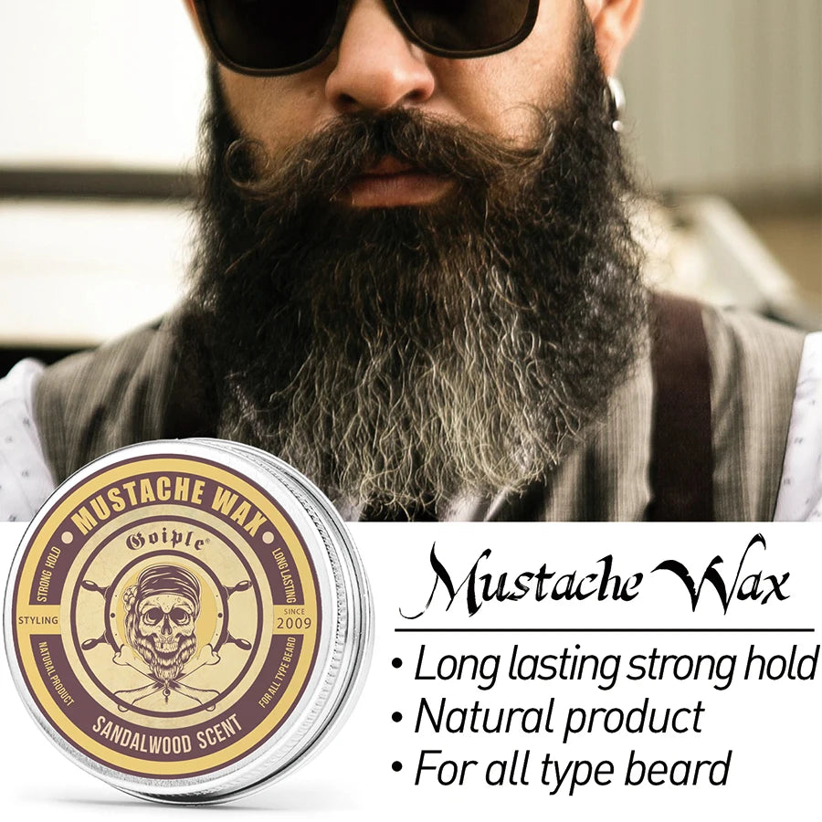 30g Sandalwood Scent Beard wax for Men Mustaches Treatment Products Facial Hair Care Butter for Softening and Smoothing Beards