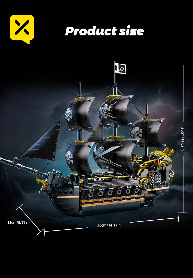Pirate Ship Building Blocks Vessel Sailboat Model Bricks City Traffic Series Creative Desktop Decoration Toys For Children Gifts