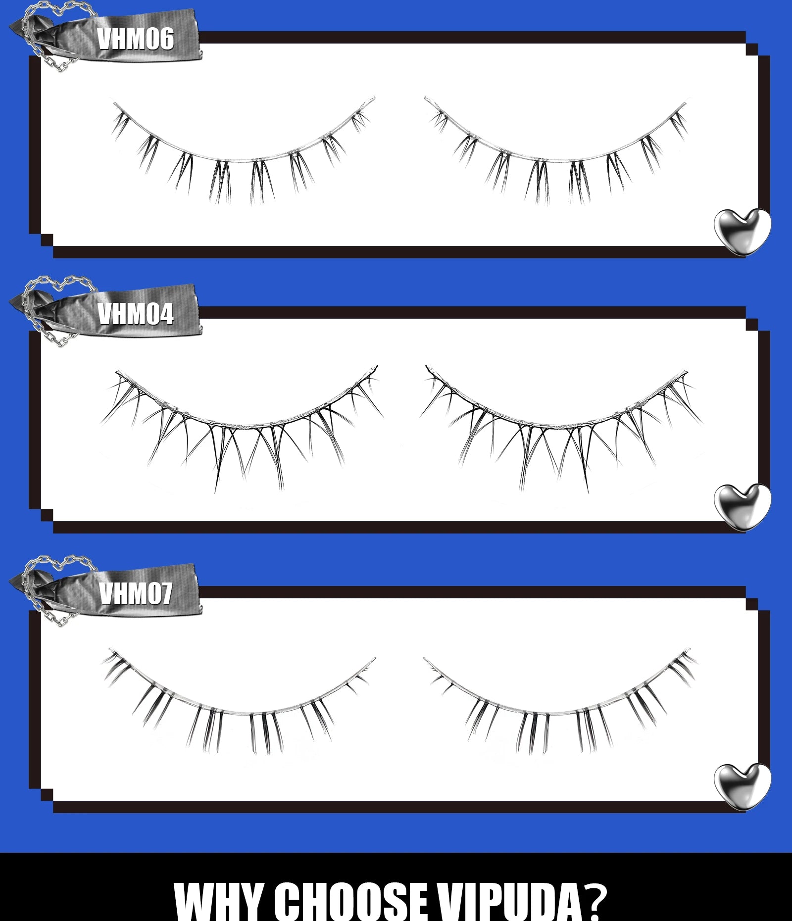 Vipuda Lower Lashes 5 Pairs Clear Band Bottom Lashes Natural Wispy Handmade Under Eye Lashes Extensions Soft Fake Lashes Pack