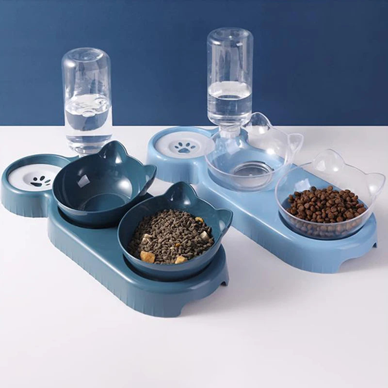 3 in 1 Anti-tip Cat Pet Feeder Automatic Water Dispenser Double and Single Bowl for Small Dogs Cats Pet Food Container Cat Food