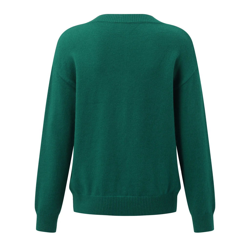 Sweater Women Pullover Knitting Top Jumper V Neck Solid Color Thick Knitwear 2025 Autumn Winter Knitted Tops Office Lady Casual