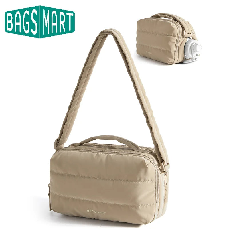 BAGSMART Women's Bags Travel Crossbody Bag with Expandable Bottle Pocket Water-Resistant Student Harajuku Shulder Bag