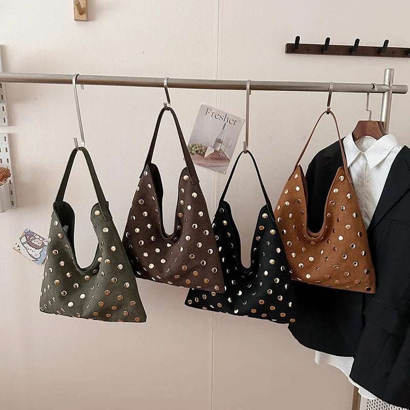 Fashion Suede Solid Color Hasp Large Capacity Shoulder Bags 2026 Hot Sale Commuting Sweet Versatile Youth Women's Handbags