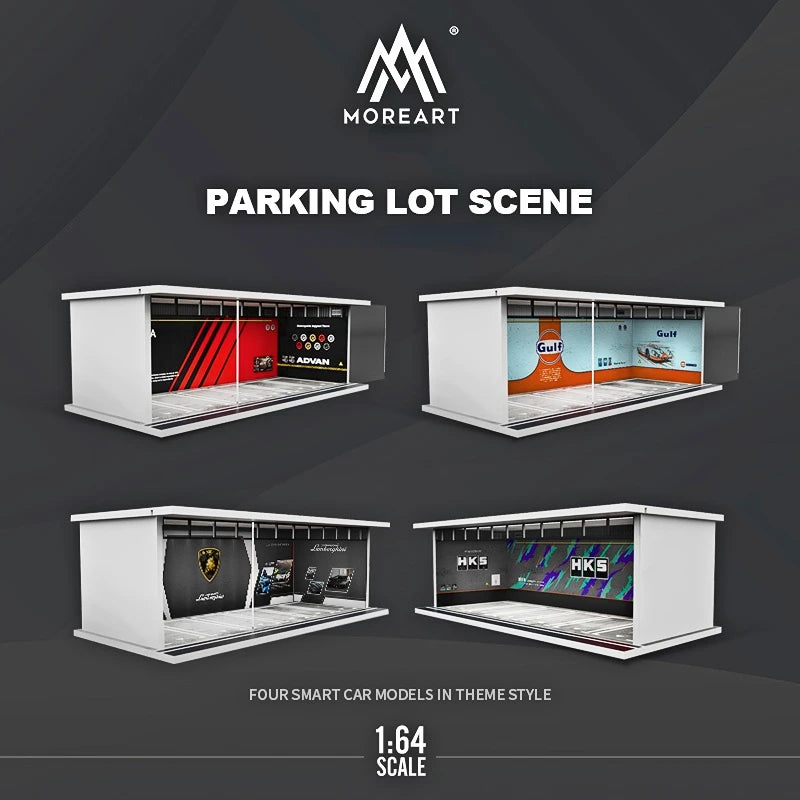 MoreArt 1:64 Gulf / HKS /Michelin /Advan Parking Garage Light Edition Assembled Scene Diorama