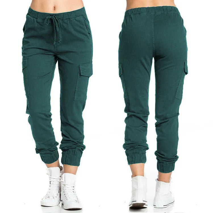 2026Women's Workwear Casual Pants with Elastic Waist, Drawstring, and Side Pockets