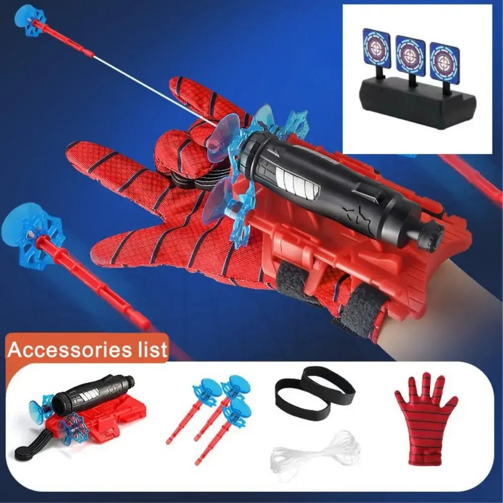 Spider Web Shooters with Gloves Superhero Wrist Launcher Toy Funny Children Party Cosplay Gifts for Kids cos masquerade
