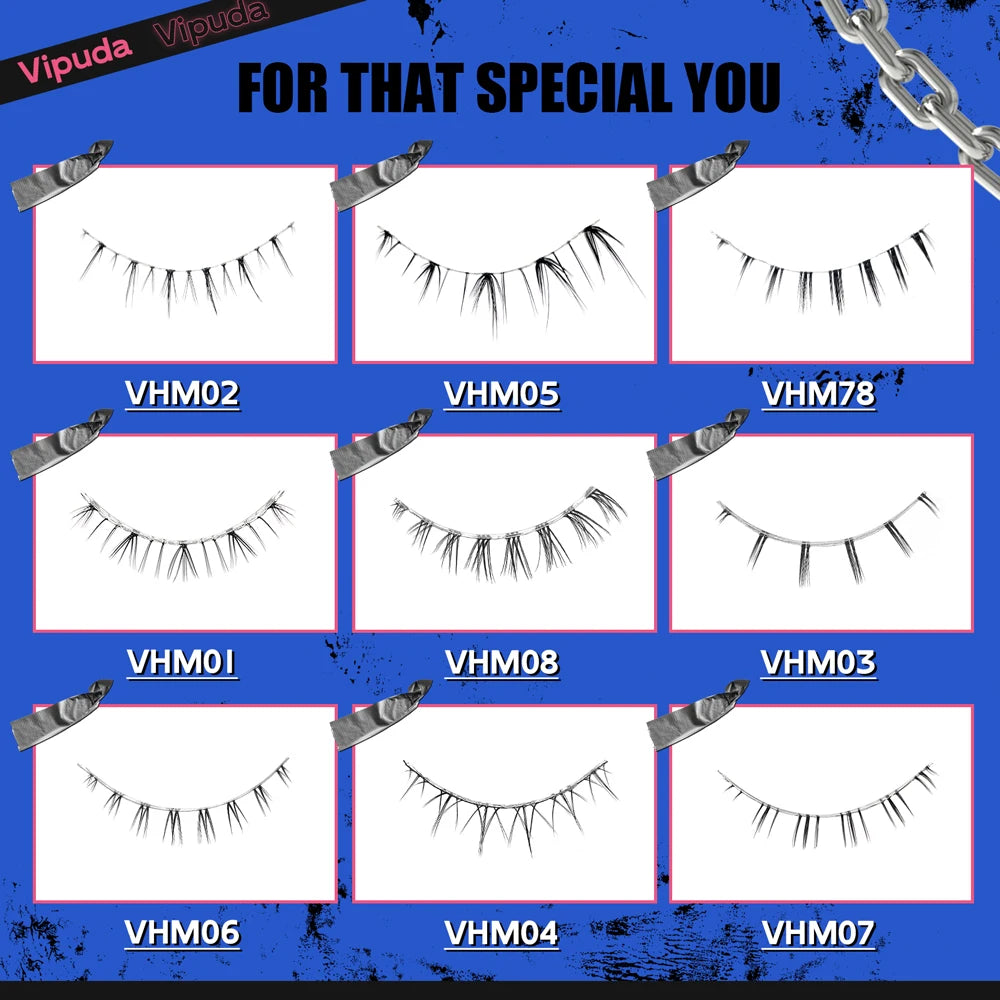 Vipuda Lower Lashes 5 Pairs Clear Band Bottom Lashes Natural Wispy Handmade Under Eye Lashes Extensions Soft Fake Lashes Pack