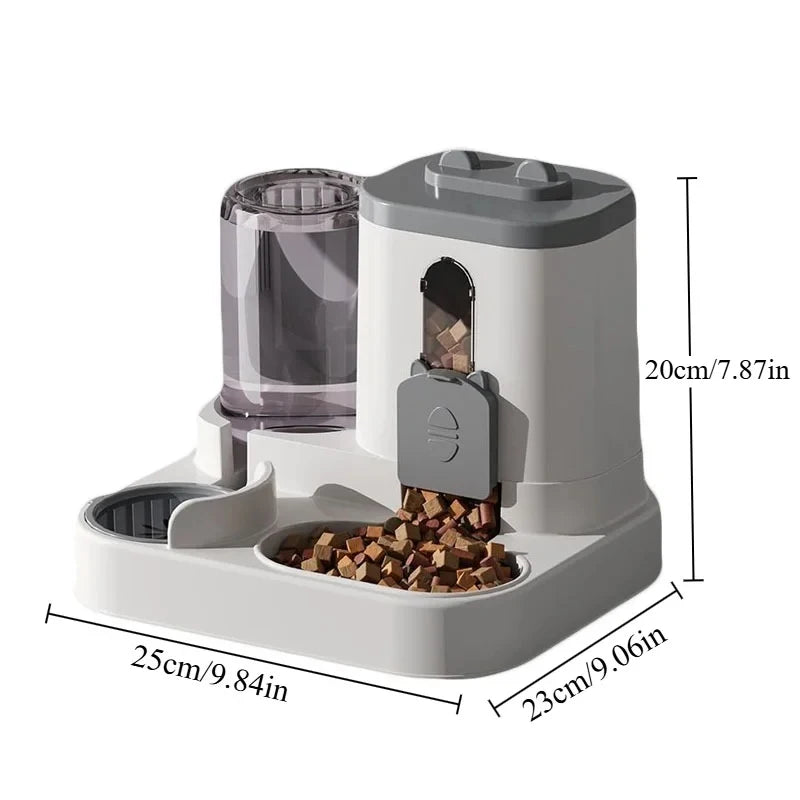 Automatic Cat Bowl Feeder with Water Fountain, Spill Proof Design Pet Food Dispenser for Small Medium Large Cats Dogs