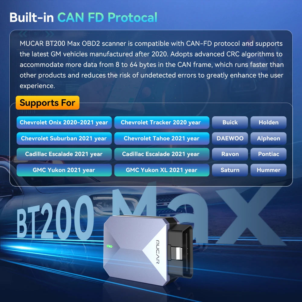 MUCAR BT200 MAX OBD2 Scanner Full System Diagnostic Tools 15 Resets Lifetime Free Update Active Test CANFD Car Scan Tools