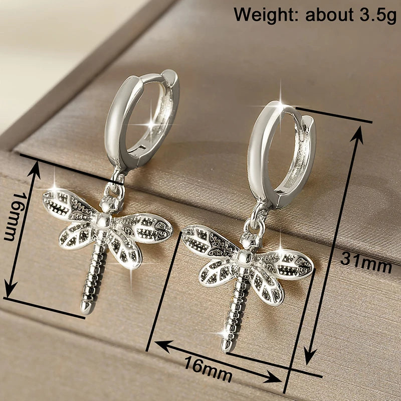 Huitan Cute Dragonfly Dangle Earrings for Women Minimalist Animal Drop Earrings Daily Party Statement Jewelry Gift Drop Shipping
