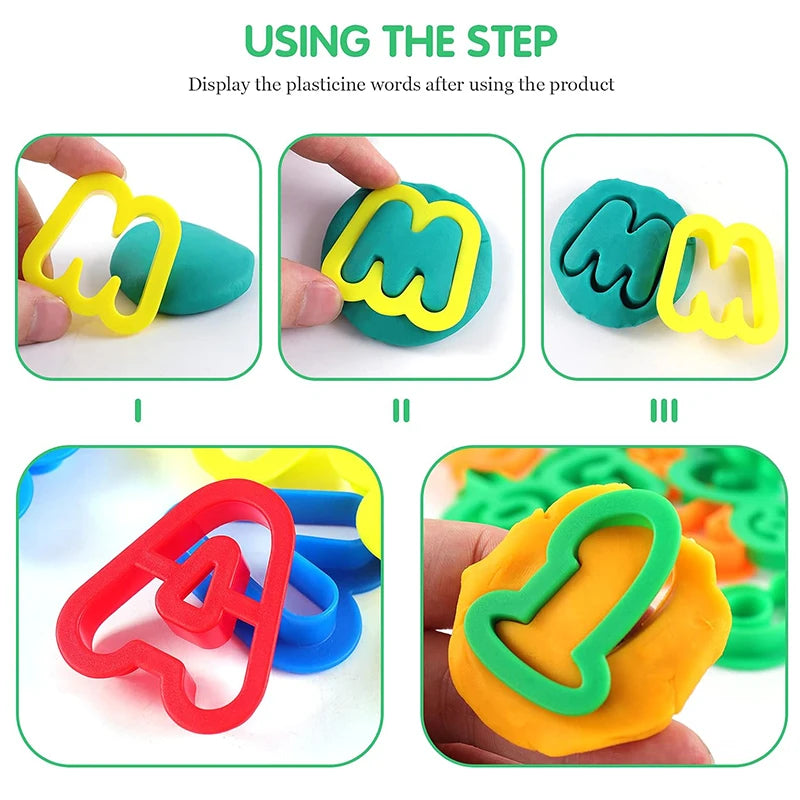 Playdough Tools Play Dough Set For Kids Letters Numbers Symbols Cutter Roller Alphabet Playdough Stamps Clay Accessories DIY Toy