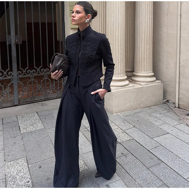 Napoleon Women Jackets Coat Solid Single Breasted Pad Shoulder Loose Outwear 2026 Female Spring New Chic Elegant Coats Jackets