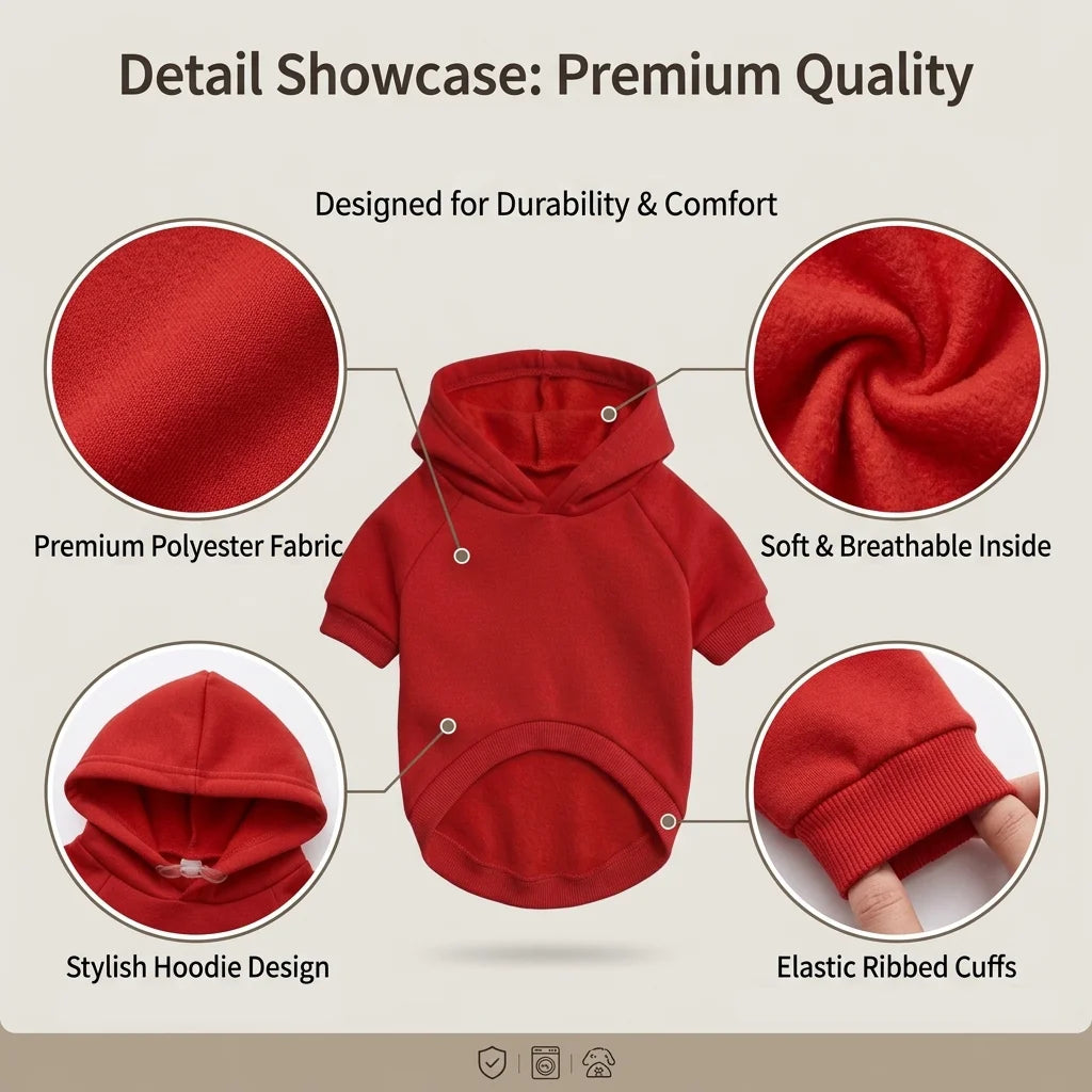 Pet Dog Hoodies Autumn and Winter Season for Large Dog Clothes Solid Color Print Pattern French Bulldog Labrador Jacket Clothing