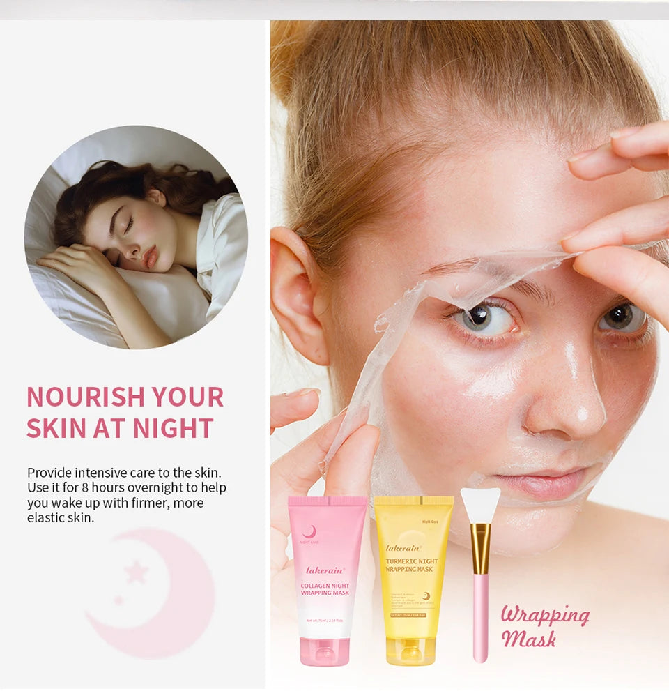 Glow night Wrapping Mask Deep Hydration Care Reduces Sagging&Dullness Even Skin Tone Mask Collagen Turmeric Hydrating Moisturize
