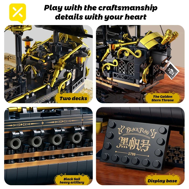 Pirate Ship Building Blocks Vessel Sailboat Model Bricks City Traffic Series Creative Desktop Decoration Toys For Children Gifts