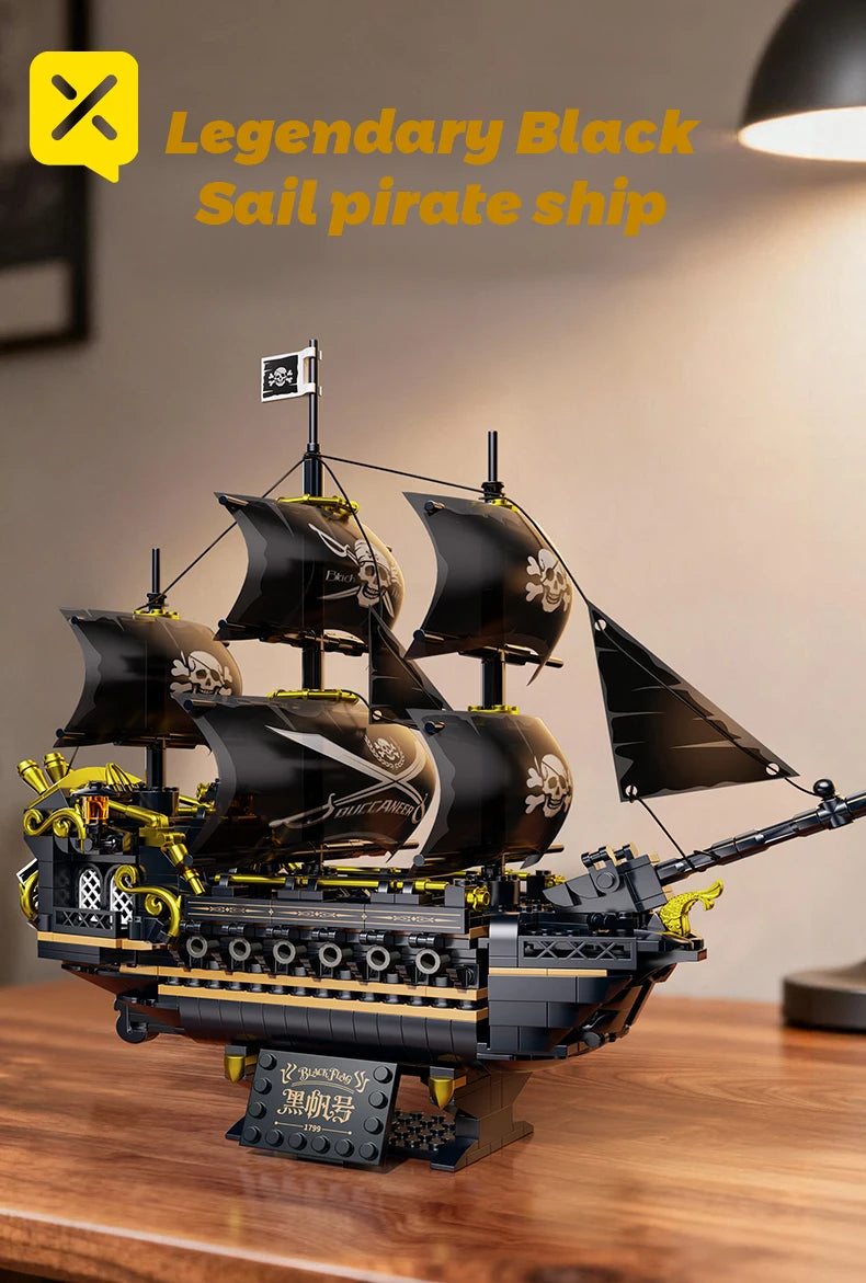 Pirate Ship Building Blocks Vessel Sailboat Model Bricks City Traffic Series Creative Desktop Decoration Toys For Children Gifts