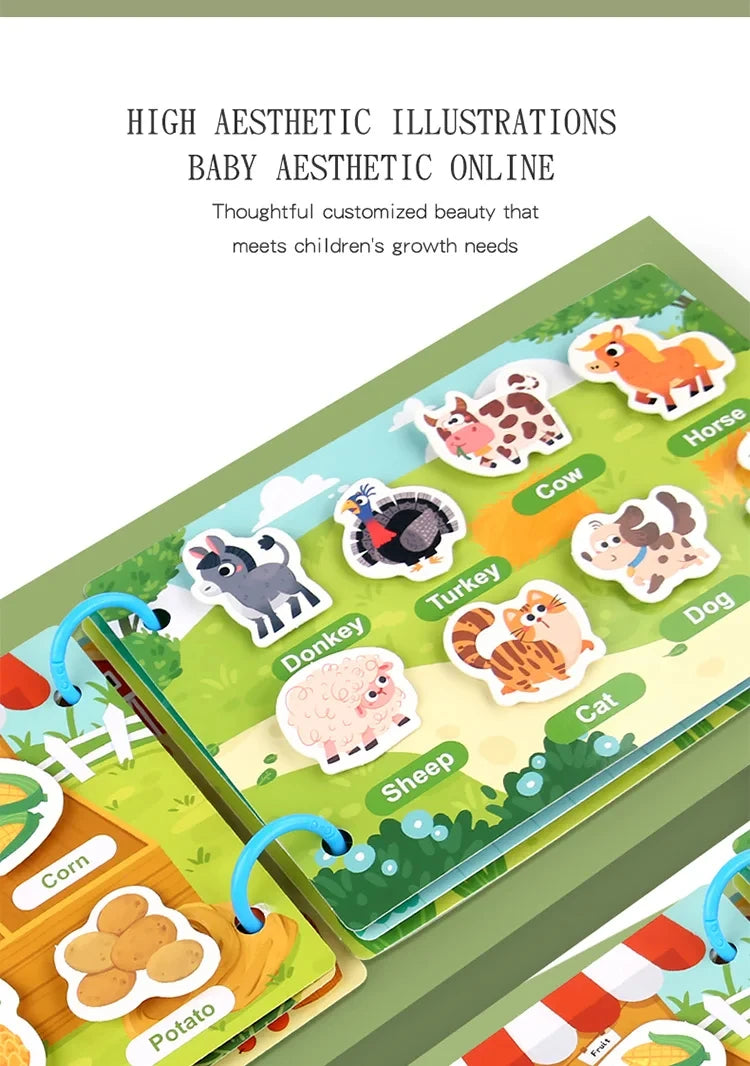 Busy Books Montessori Toy for 1 2 3 4 Year Toddlers Educational Activity Book Developing Sensory Board for Fine Motor Skills Toy