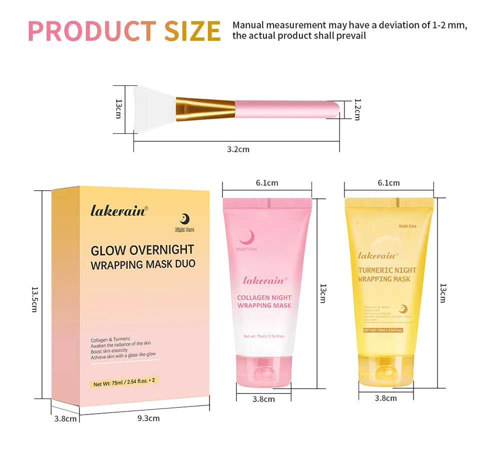 Glow night Wrapping Mask Deep Hydration Care Reduces Sagging&Dullness Even Skin Tone Mask Collagen Turmeric Hydrating Moisturize
