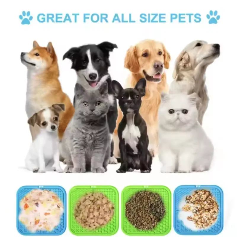 Pet Lick Silicone Mat Slow Feeder Dog Food Plate Bathing Distraction Sucker Training Feeder for Dogs Kitchen Supplies