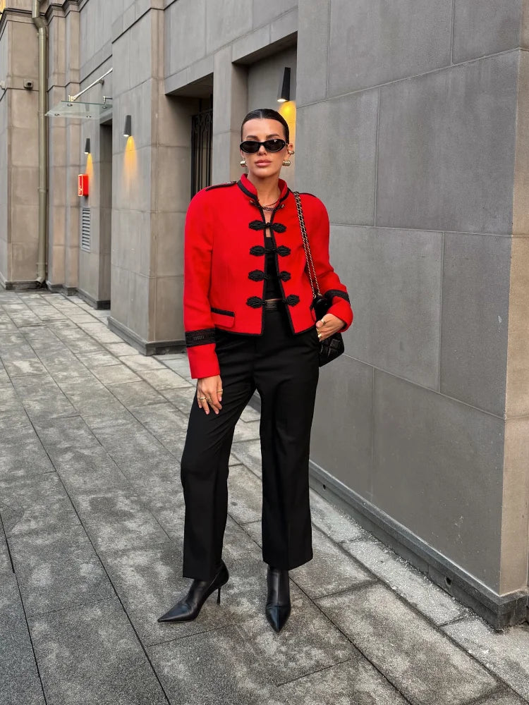 Napoleon Women Jackets Coat Solid Single Breasted Pad Shoulder Loose Outwear 2026 Female Spring New Chic Elegant Coats Jackets