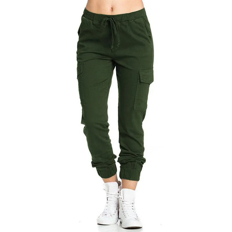 2026Women's Workwear Casual Pants with Elastic Waist, Drawstring, and Side Pockets
