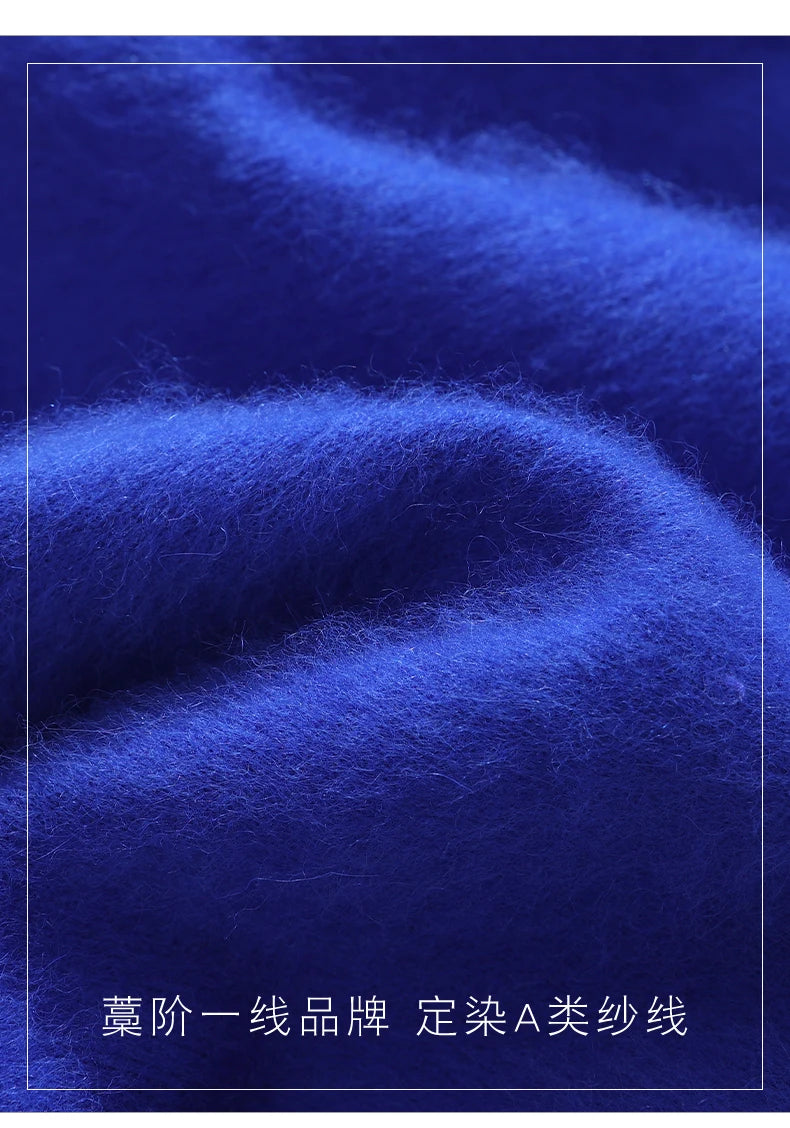 Fall/Winter New Fashion Mink Cashmere Sweater Women's Knitted V-neck Long-Sleeved Slim Bottoming Coat