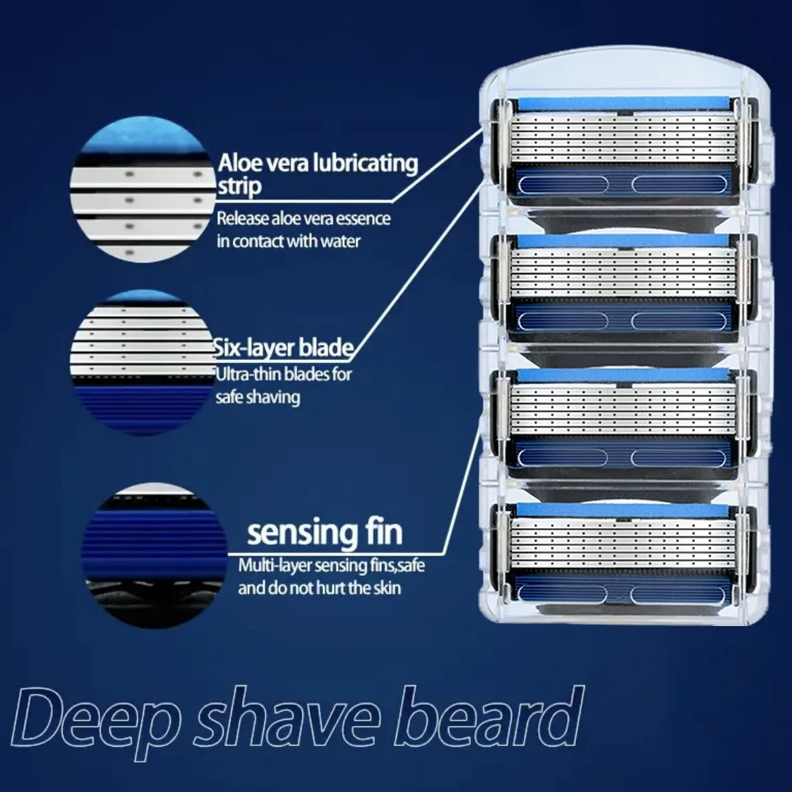 NEW Men's manual razor safety razor 6-layer stainless steel hair removal knife, replaceable razor head, razor tools.