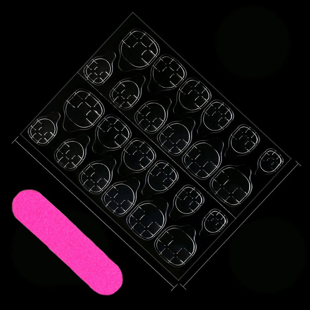 24 PCs Short French Minimalist Nails with 1 Jelly and 1 Nail File