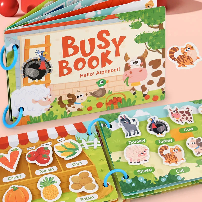 Busy Books Montessori Toy for 1 2 3 4 Year Toddlers Educational Activity Book Developing Sensory Board for Fine Motor Skills Toy