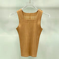 Miyake Pleated Vest 2026 Summer New Sleeveless T-Shirt Simple Fashion Elegant Casual Base Shirt Women's Lightweight Stretch Top
