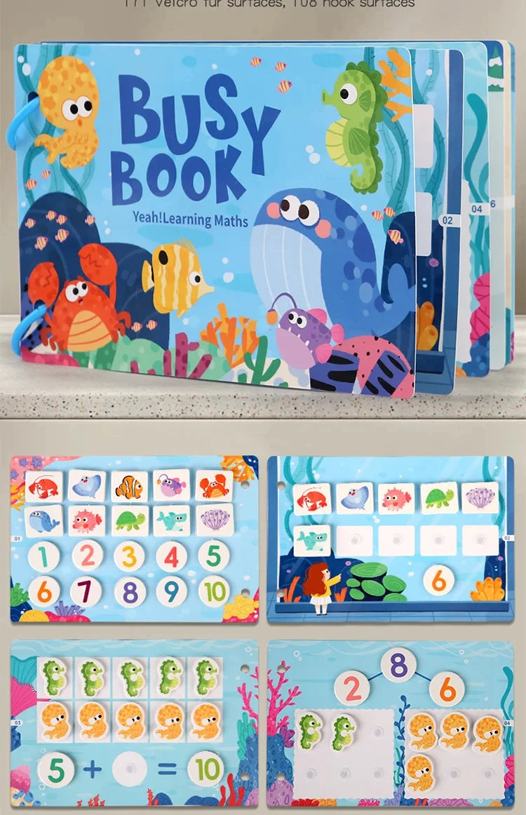 Busy Books Montessori Toy for 1 2 3 4 Year Toddlers Educational Activity Book Developing Sensory Board for Fine Motor Skills Toy
