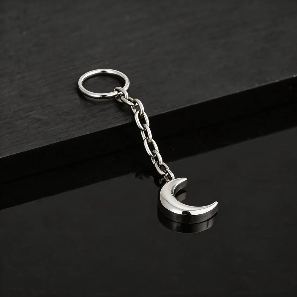 Right Grand ASTM F136 Titanium Tiny Moon Dangle Charm Earring Drop Chain Celestial Cartilage Helix Lobe Conch Clicker Connector