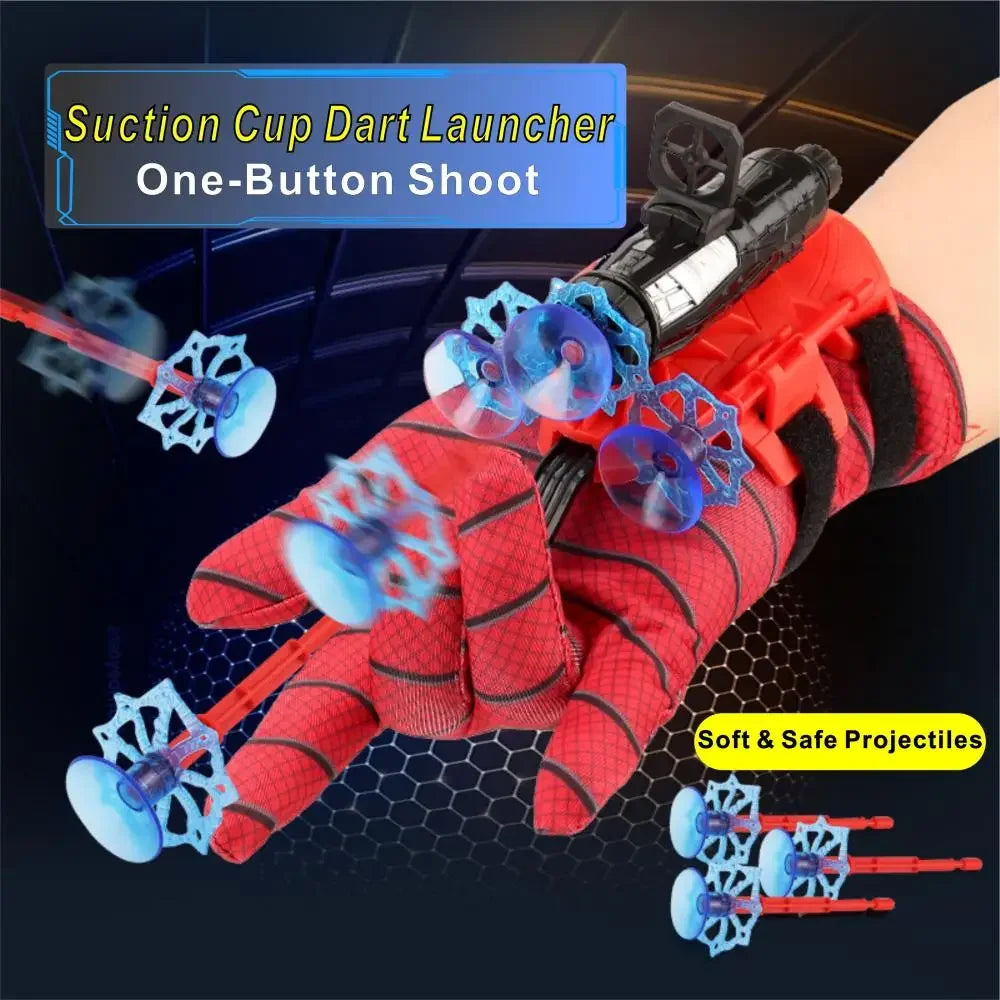 Spider Web Shooters with Gloves Superhero Wrist Launcher Toy Funny Children Party Cosplay Gifts for Kids cos masquerade