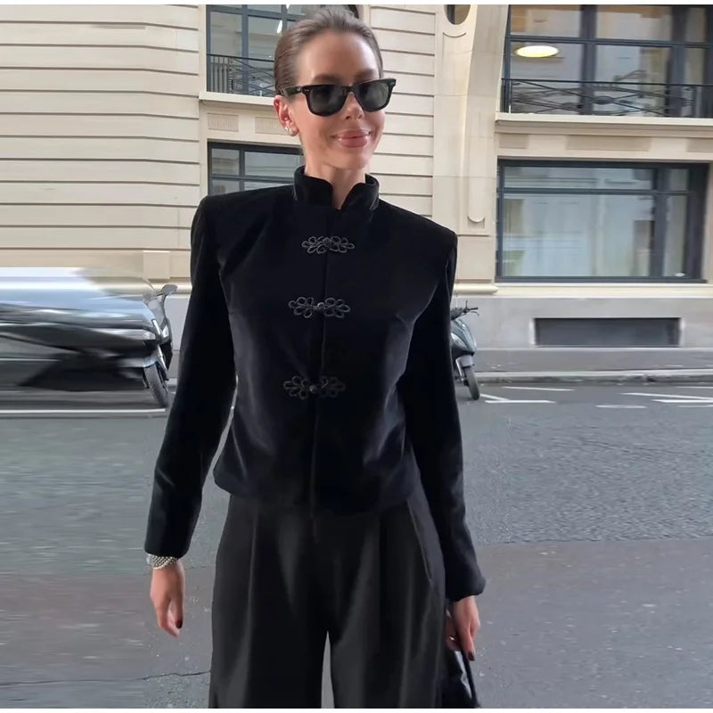 Napoleon Women Jackets Coat Solid Single Breasted Pad Shoulder Loose Outwear 2026 Female Spring New Chic Elegant Coats Jackets