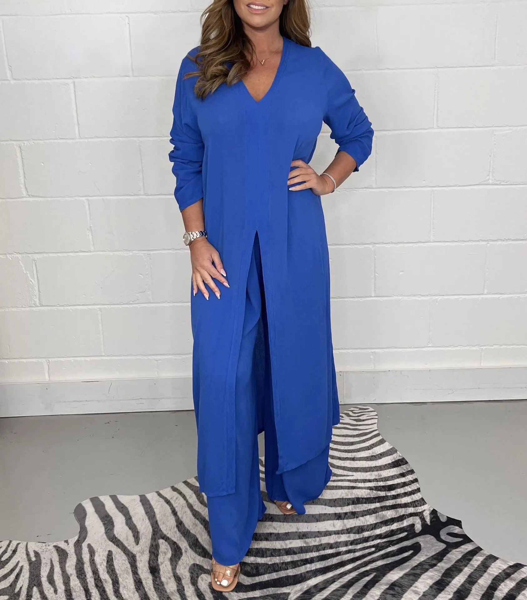 Autumn 2024 New Women's Clothing Solid Color Sexy Slim Fit Long Sleeved Top Long Pants Casual Comfortable Women's Two-piece Set